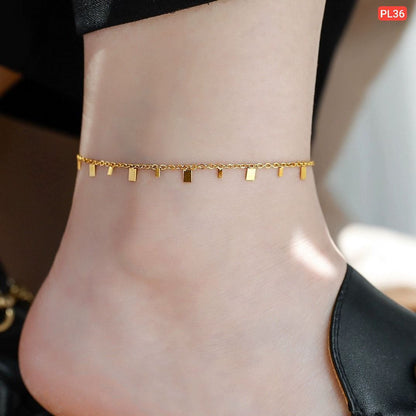 Hanging Small Biscuit 18K Gold Plated Anklet Payel