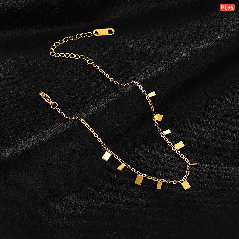 Hanging Small Biscuit 18K Gold Plated Anklet Payel